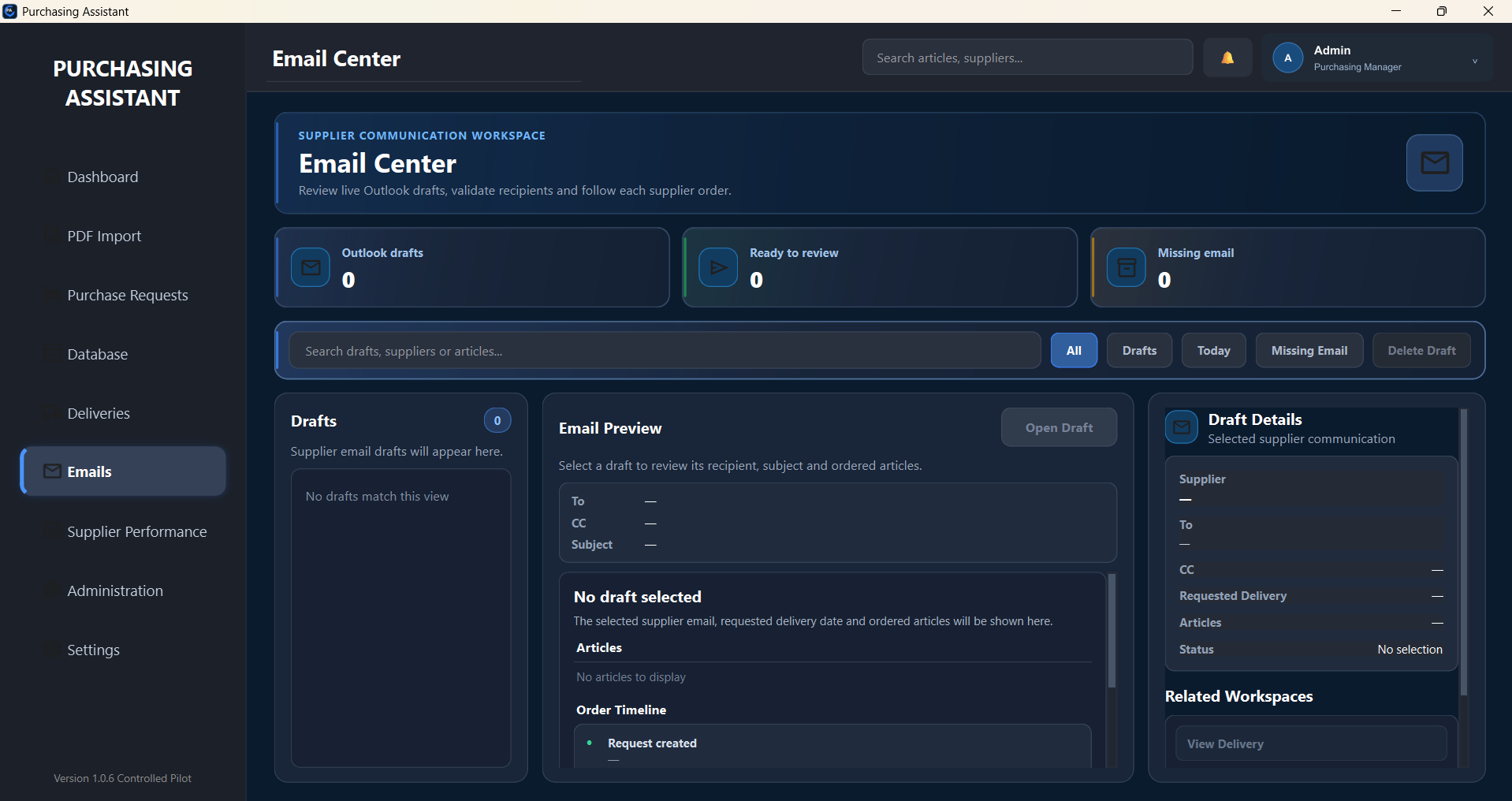 Supplier email review center